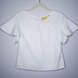 《Anthropologie Maeve》White Ruffle Sleeve Top